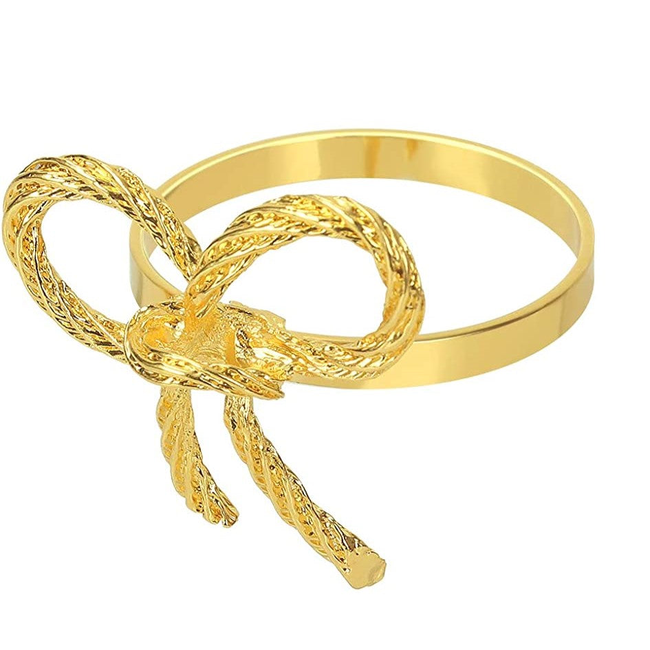 Gold Bow Napkin Rings - Set Of 6
