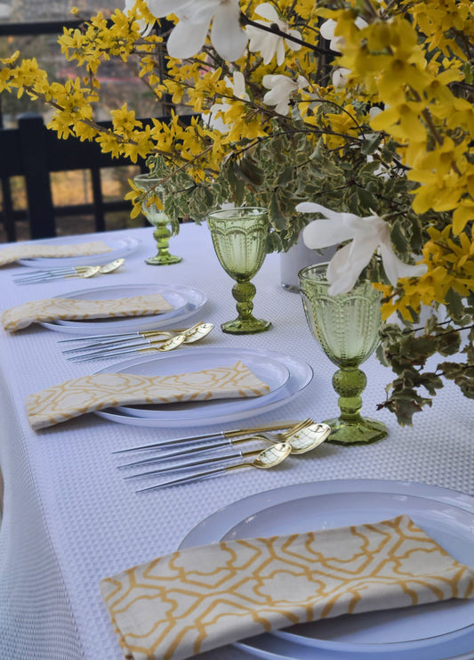White Waffle Tablecloth