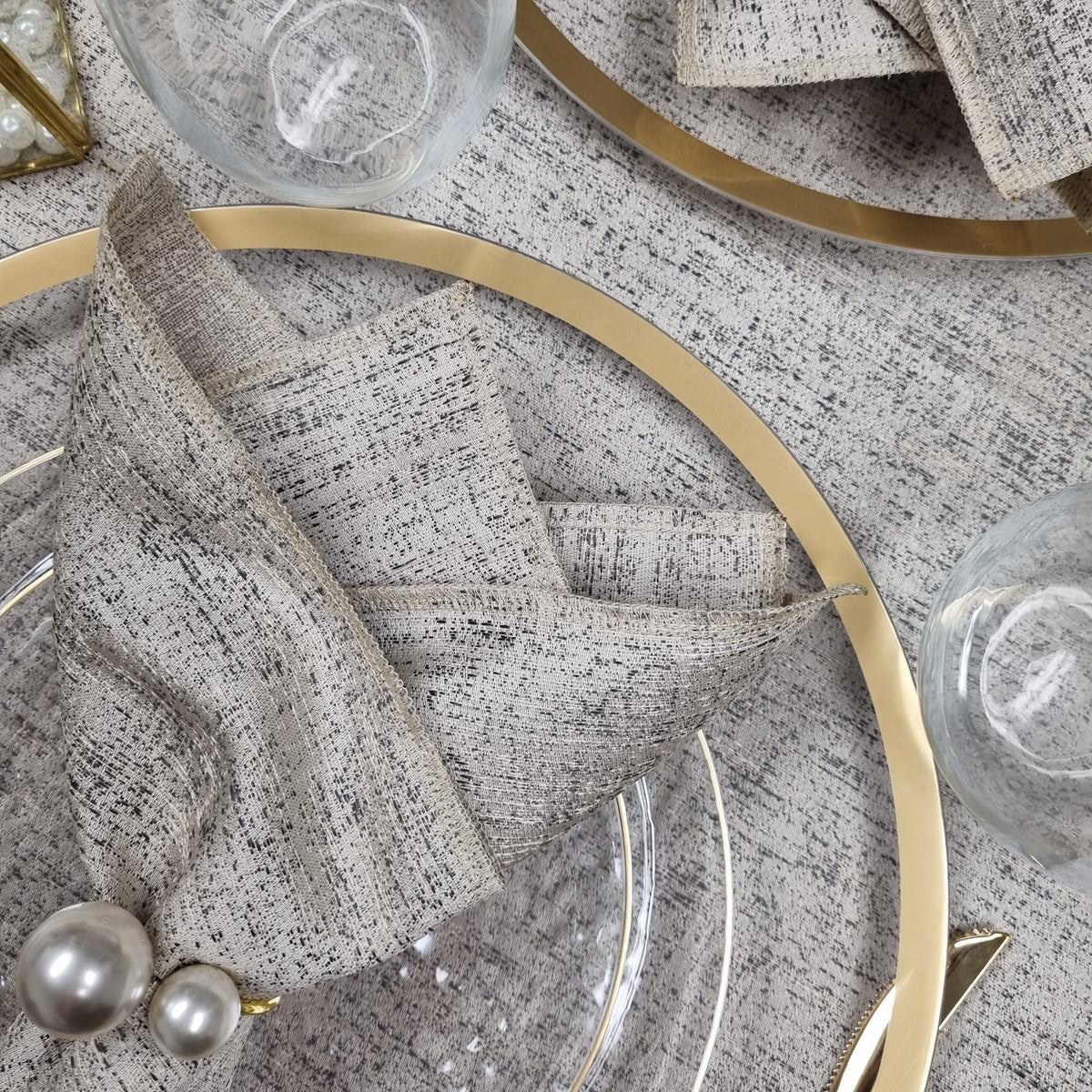 Spill Proof Cream Steel Tablecloth