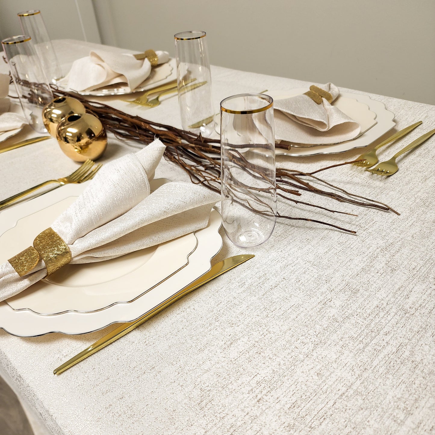 Spill Proof Cream Champagne Tablecloth