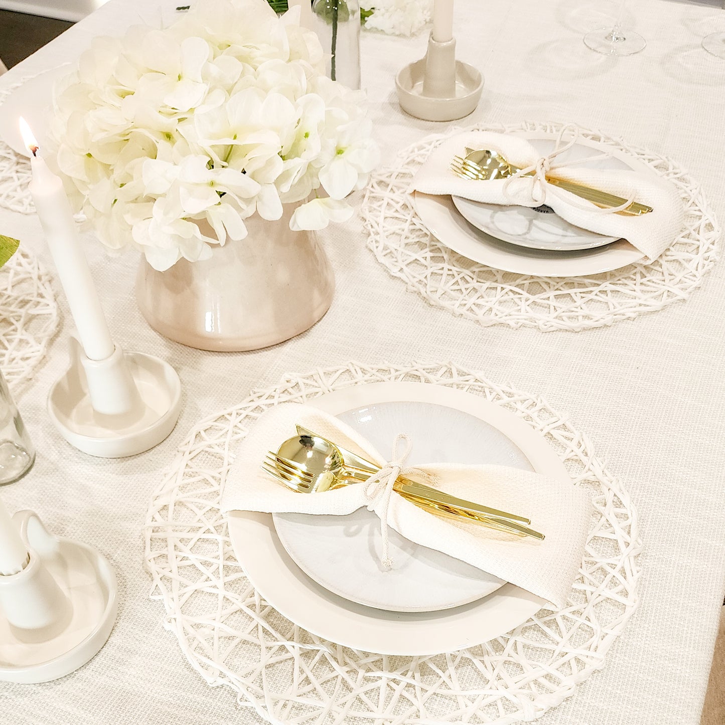 White Tweed Napkins- Set of 6