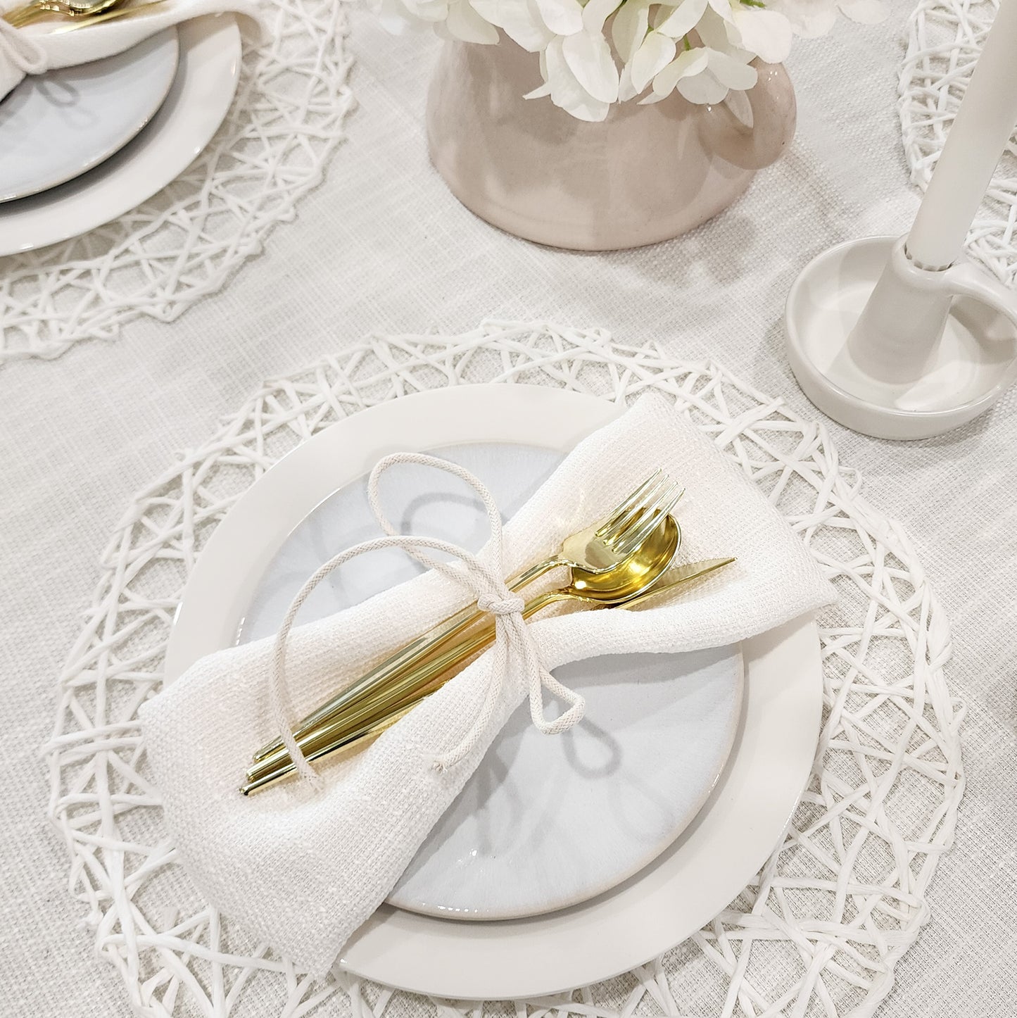White Tweed Napkins- Set of 6