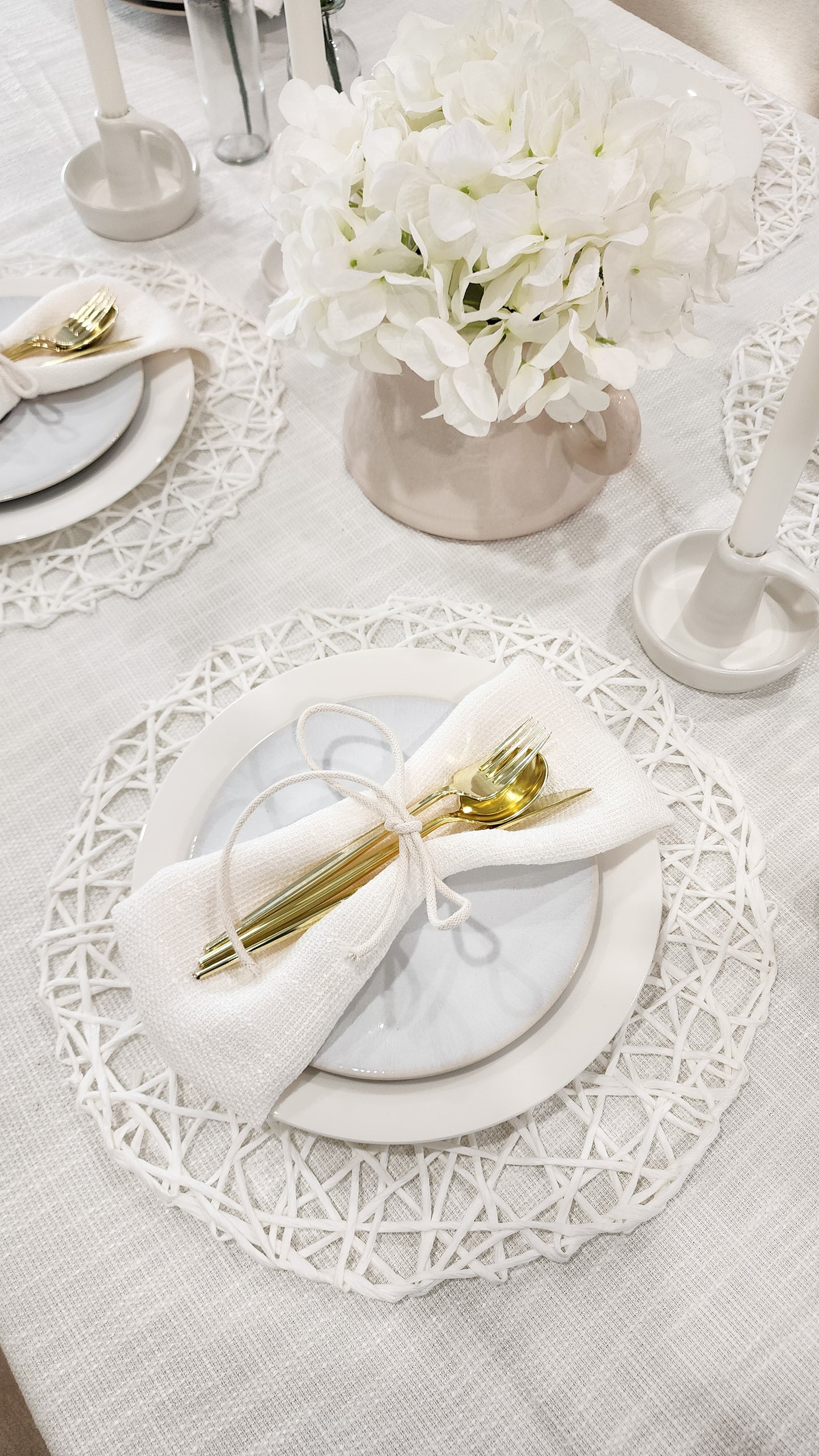 White Tweed Napkins- Set of 6