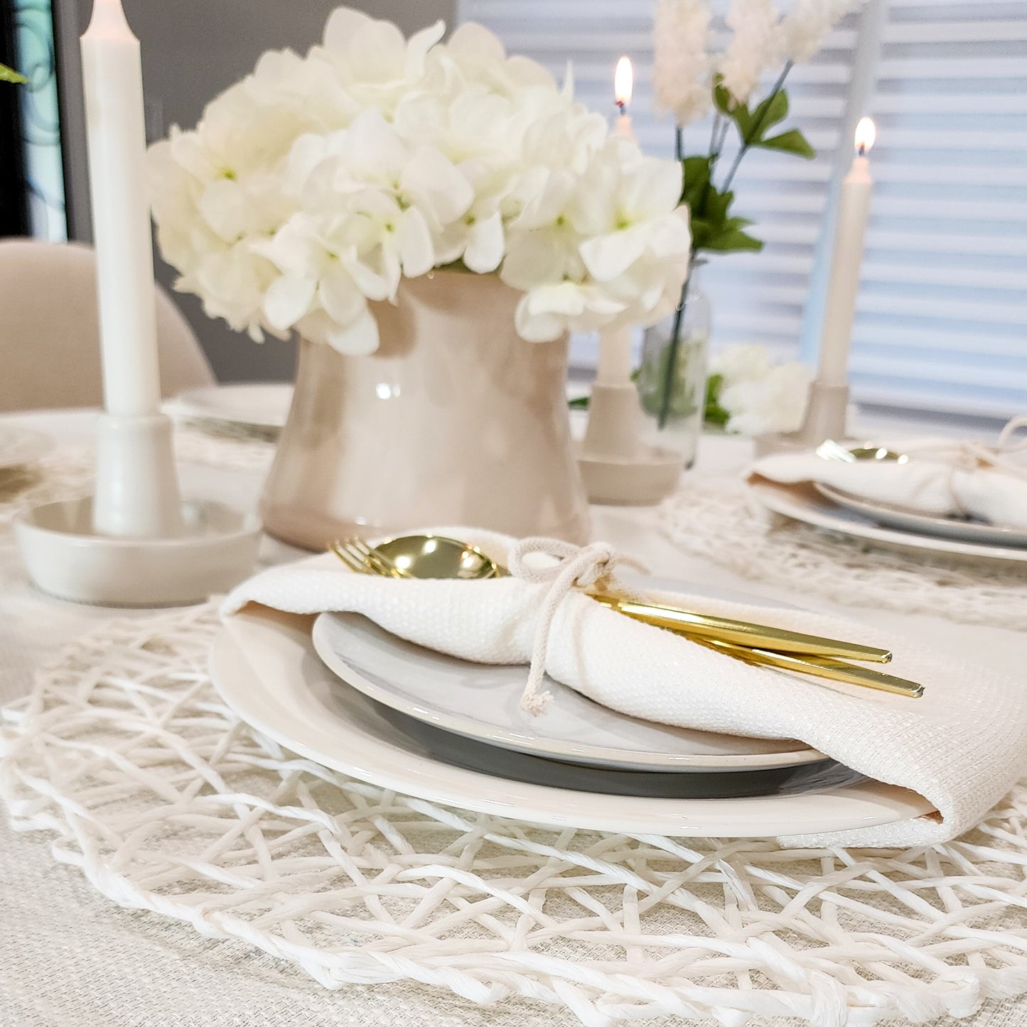 White Tweed Napkins- Set of 6