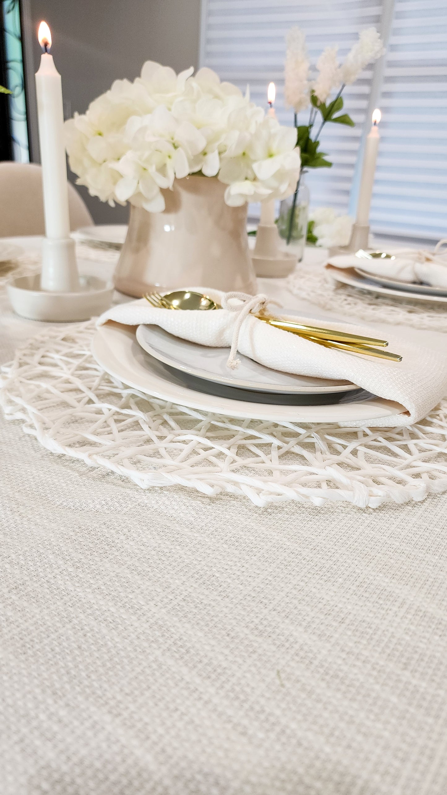 White Tweed Napkins- Set of 6
