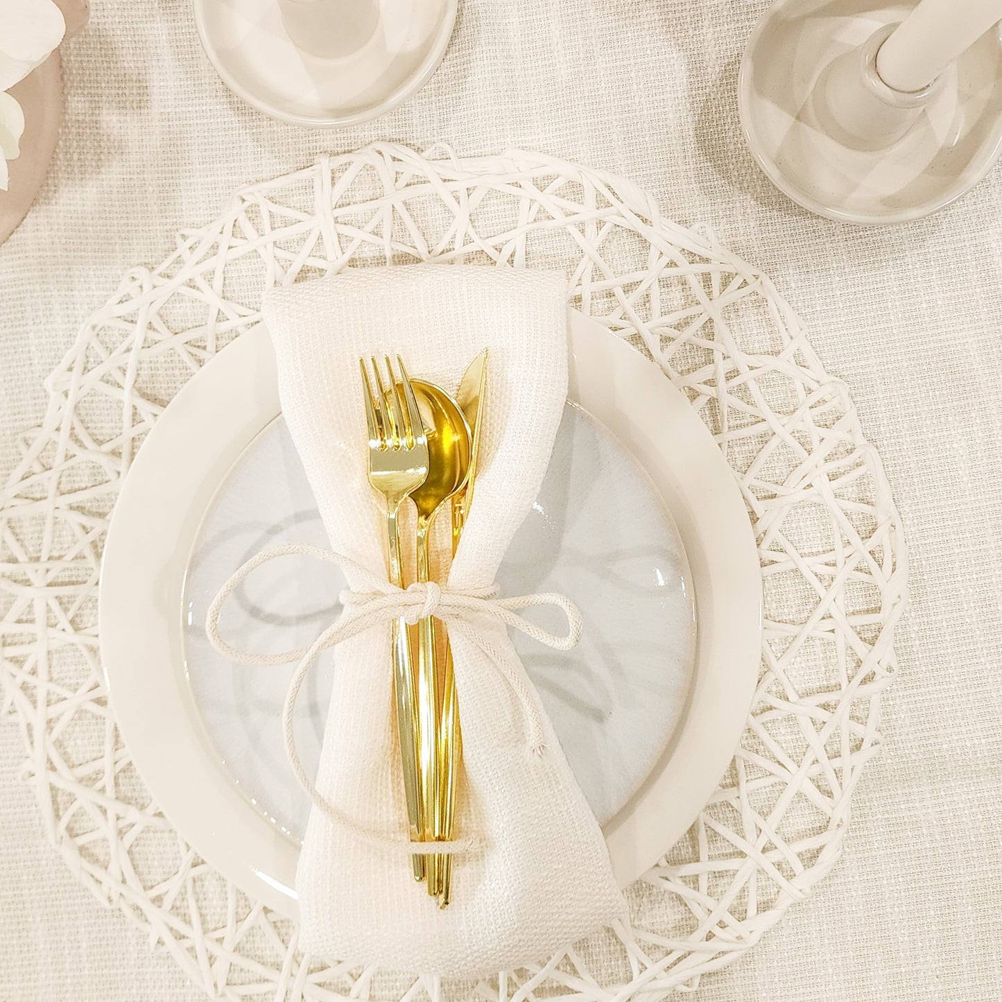 White Tweed Napkins- Set of 6