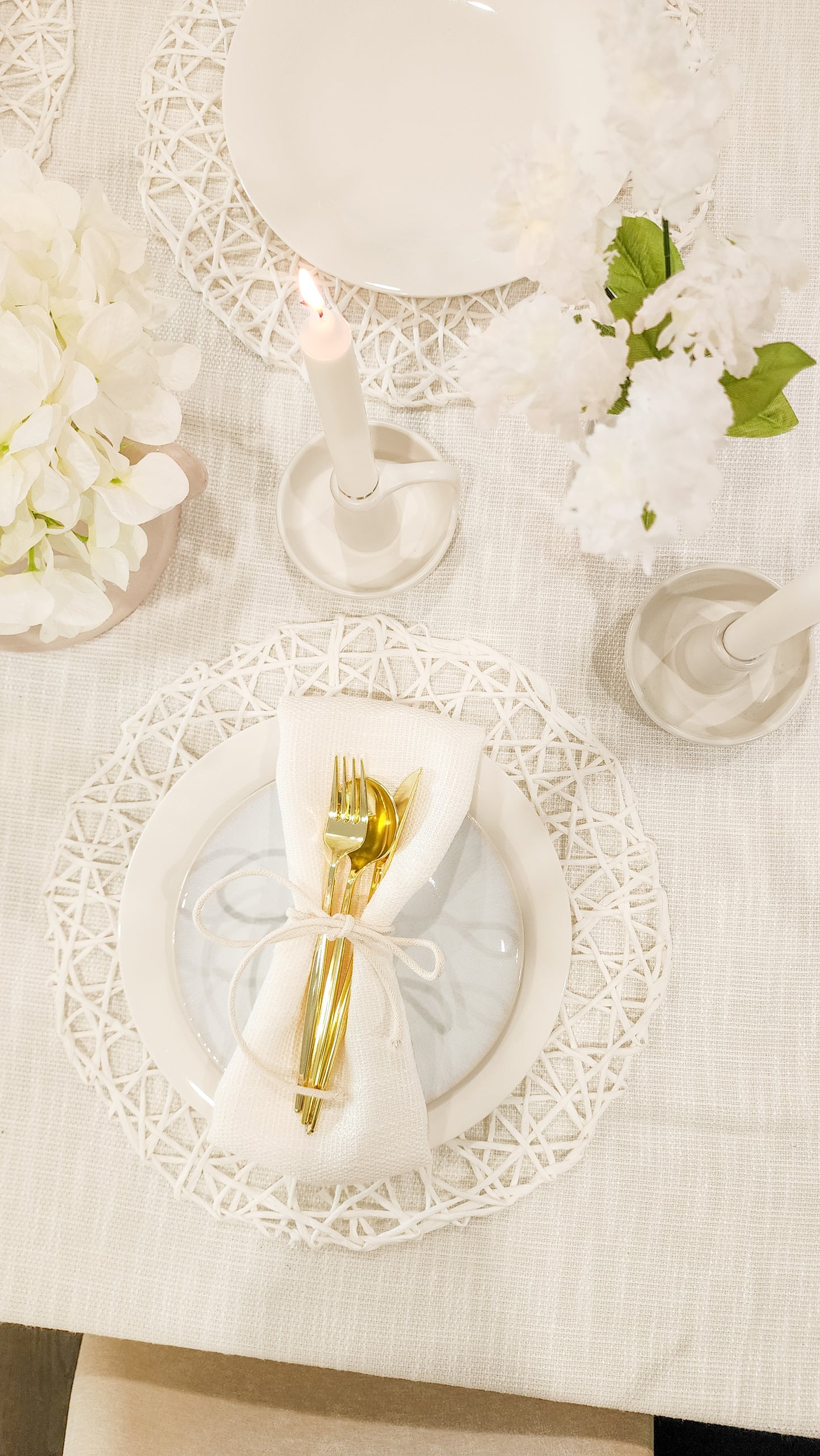 White Tweed Napkins- Set of 6