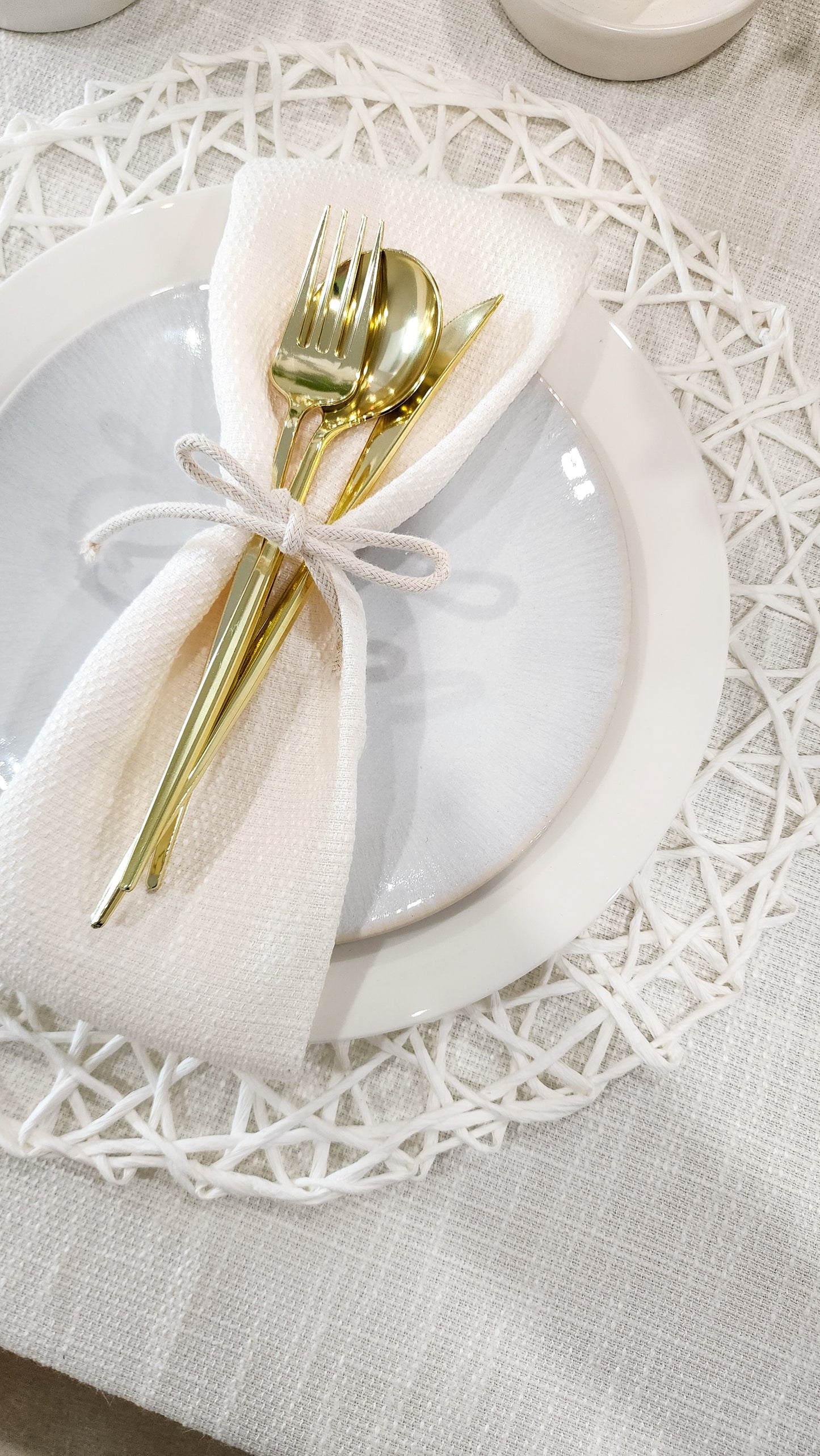 White Tweed Napkins- Set of 6