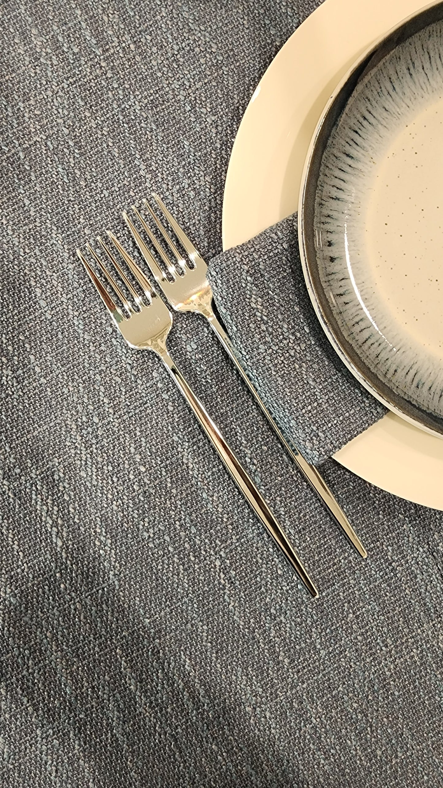 Blue Tweed Napkins- Set of 6
