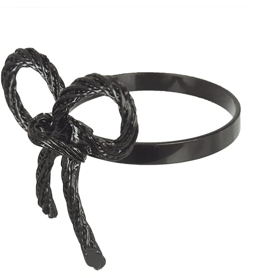 Black Bow Napkin Rings - Set Of 6