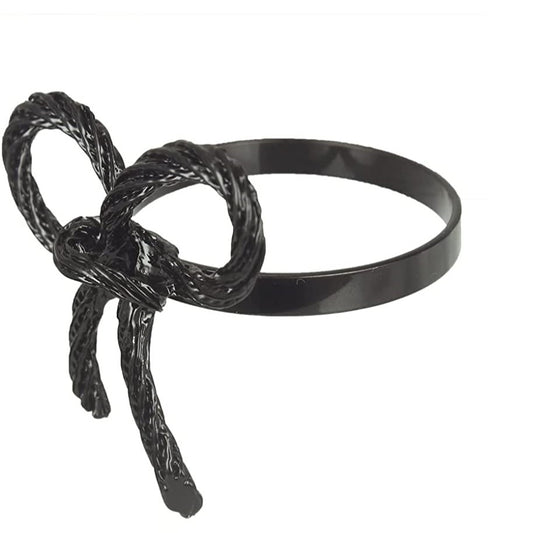 Black Bow Napkin Rings - Set Of 6