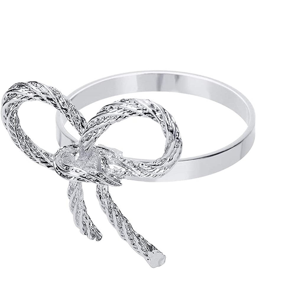 Silver Bow Napkin Rings - Set Of 6