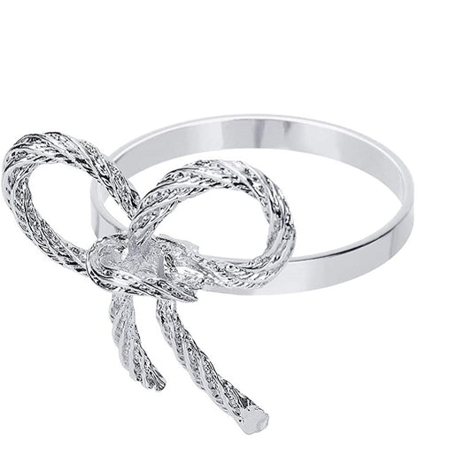 Silver Bow Napkin Rings - Set Of 6