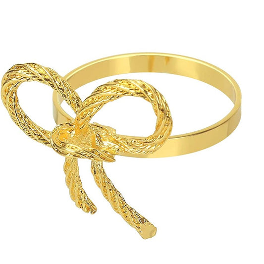 Gold Bow Napkin Rings - Set Of 6