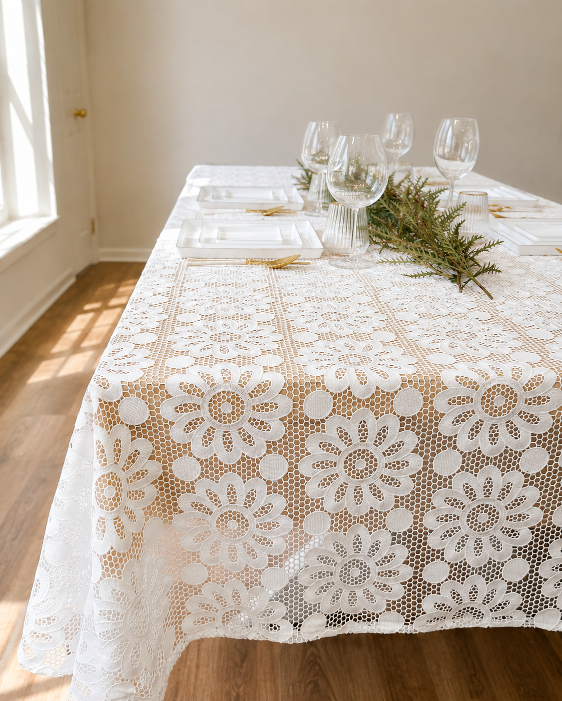 The Camille Floral Lace Tablecloth