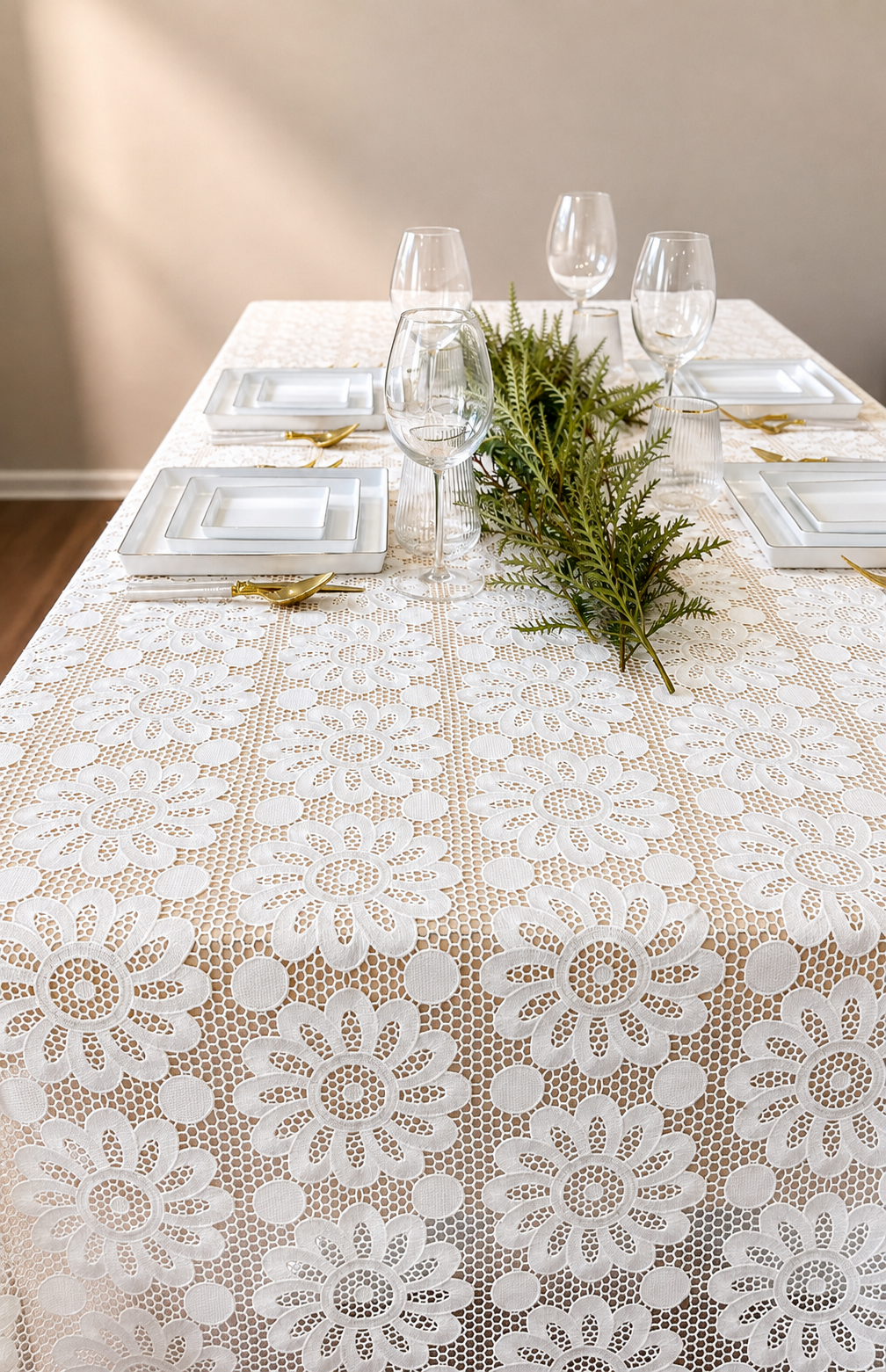 The Camille Floral Lace Tablecloth