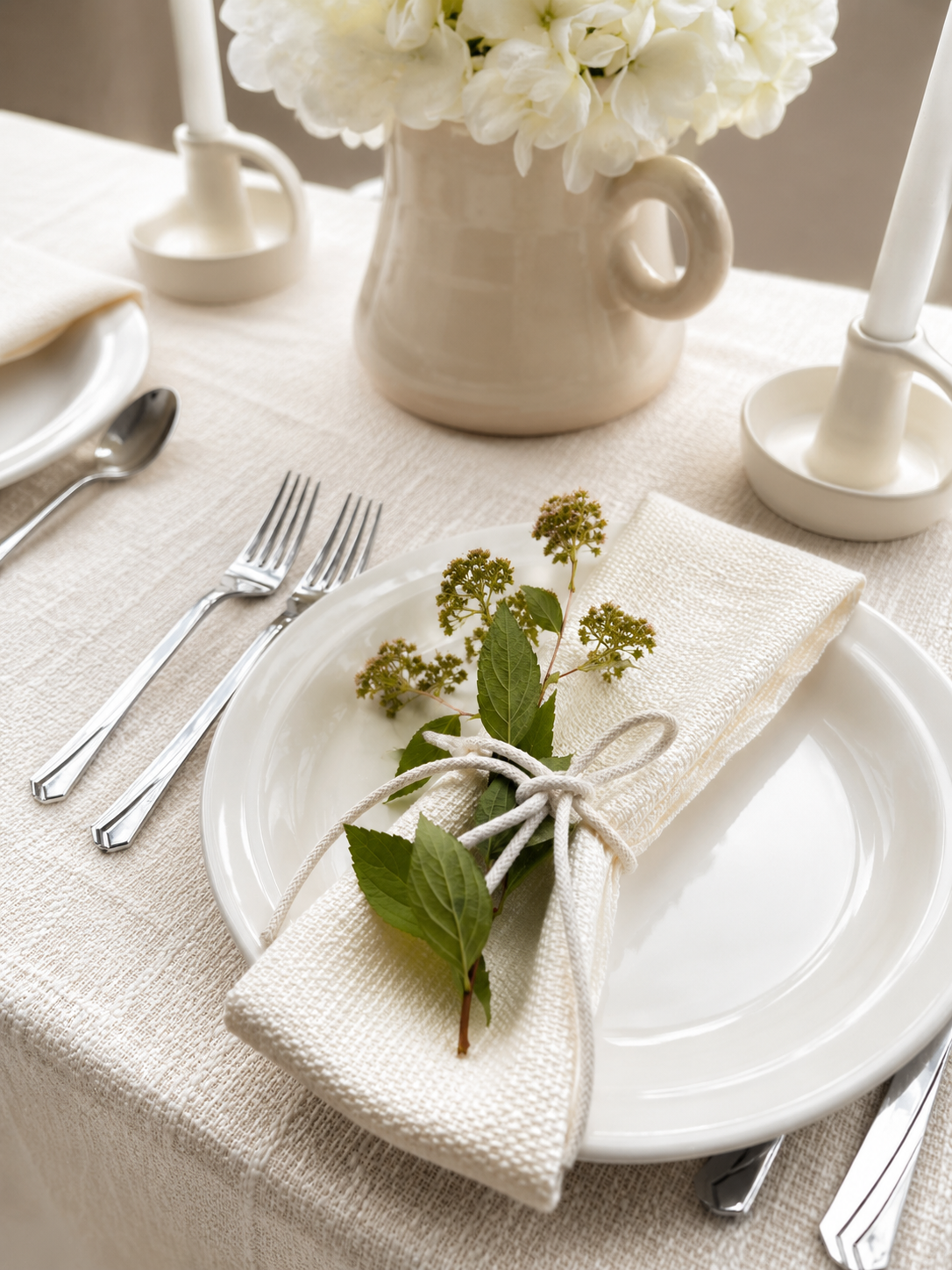 White Tweed Napkins- Set of 6