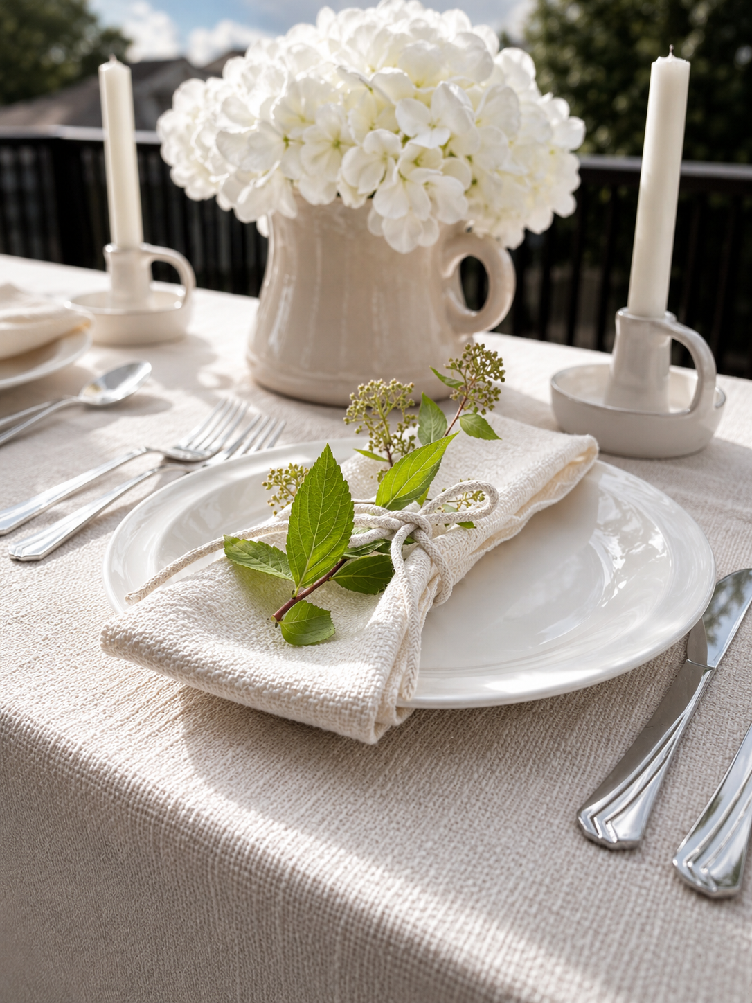 White Tweed Napkins- Set of 6