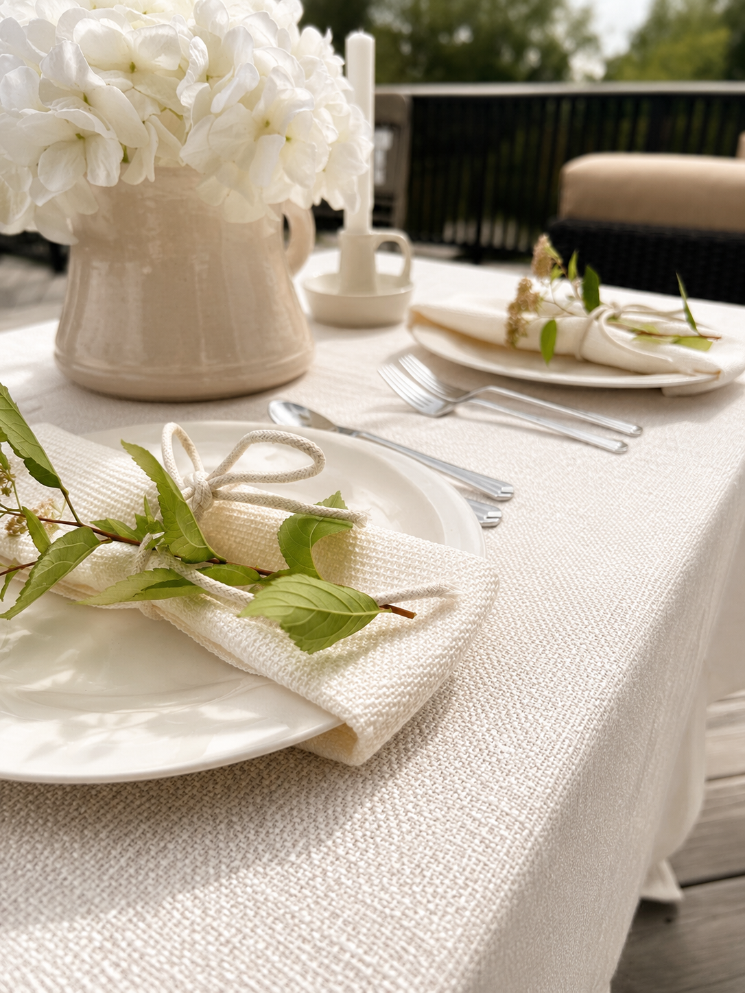 White Tweed Napkins- Set of 6
