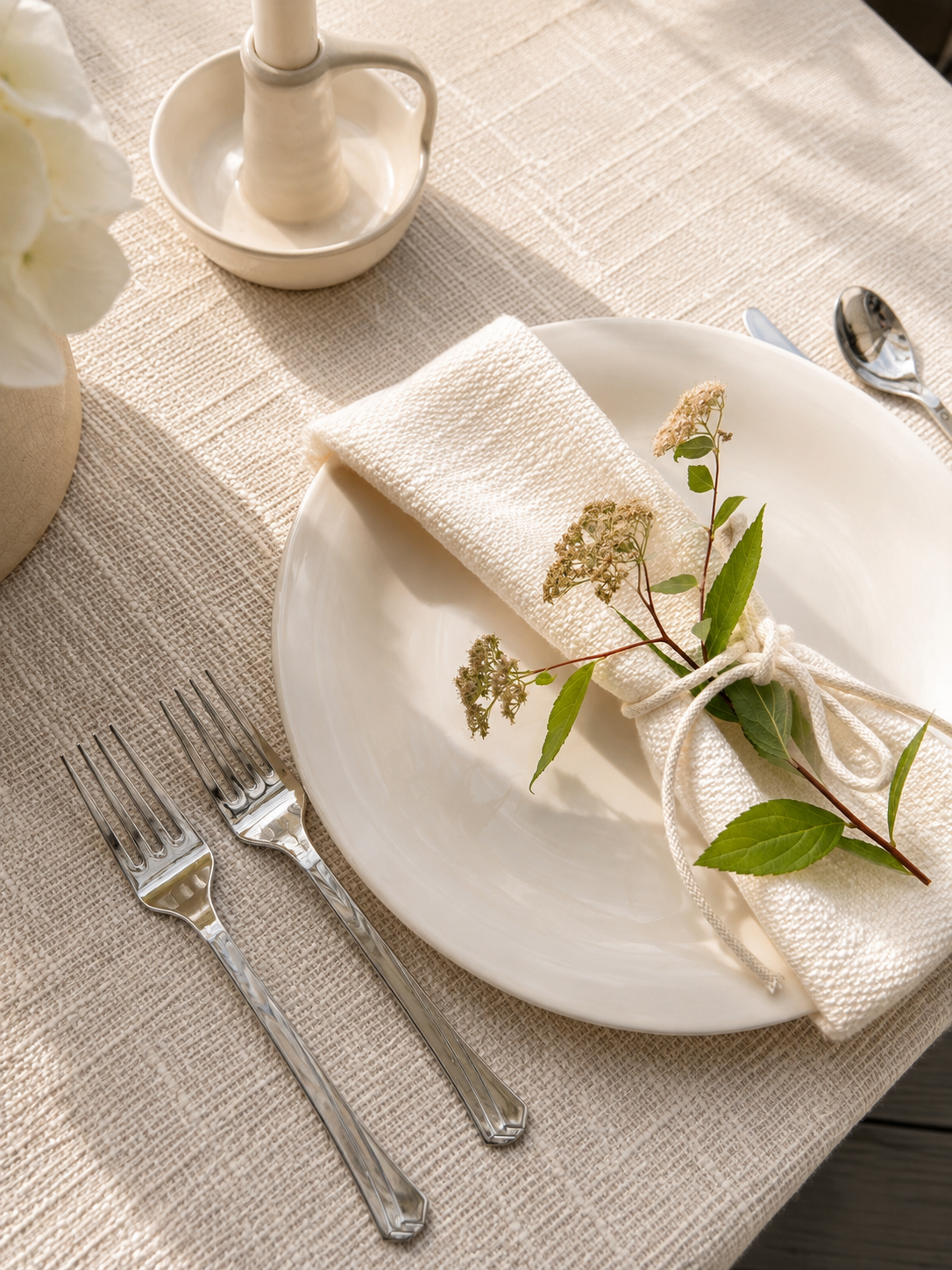 White Tweed Napkins- Set of 6