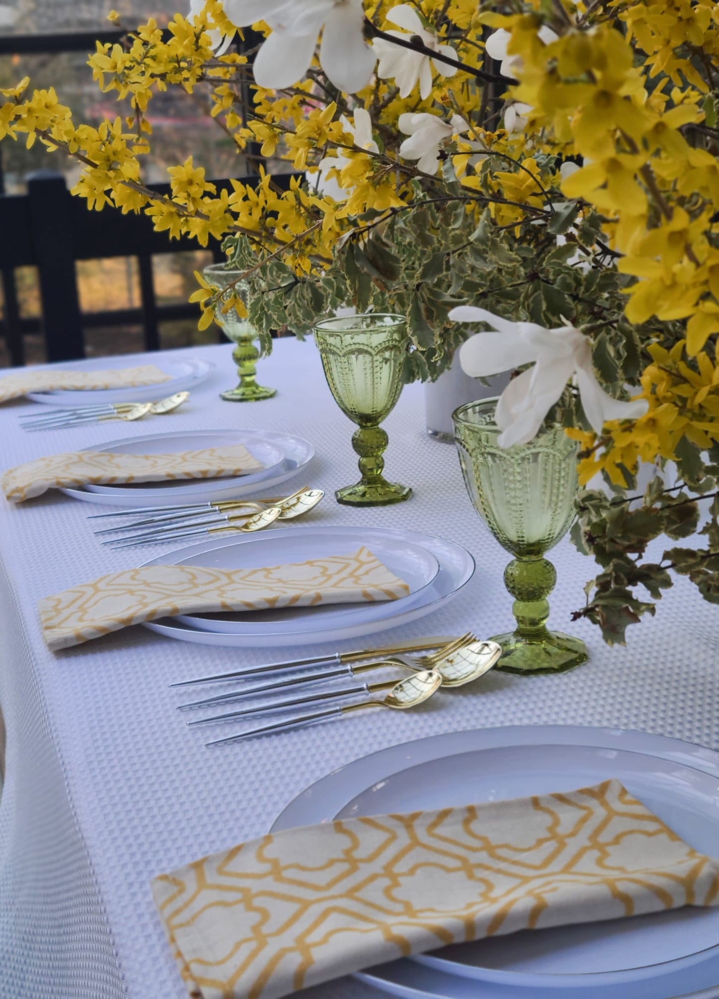 White Waffle Tablecloth