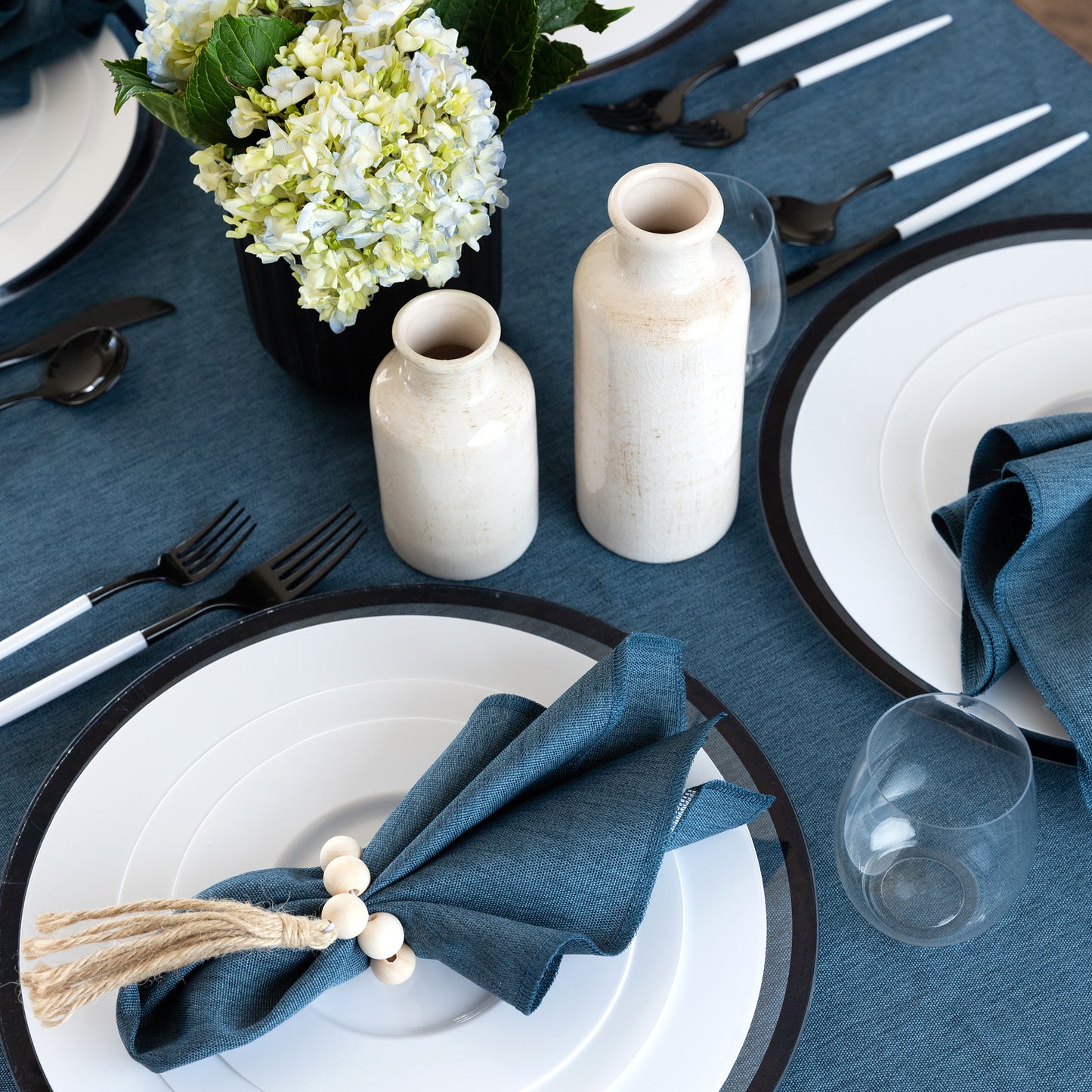 Linen Teal Tablecloth