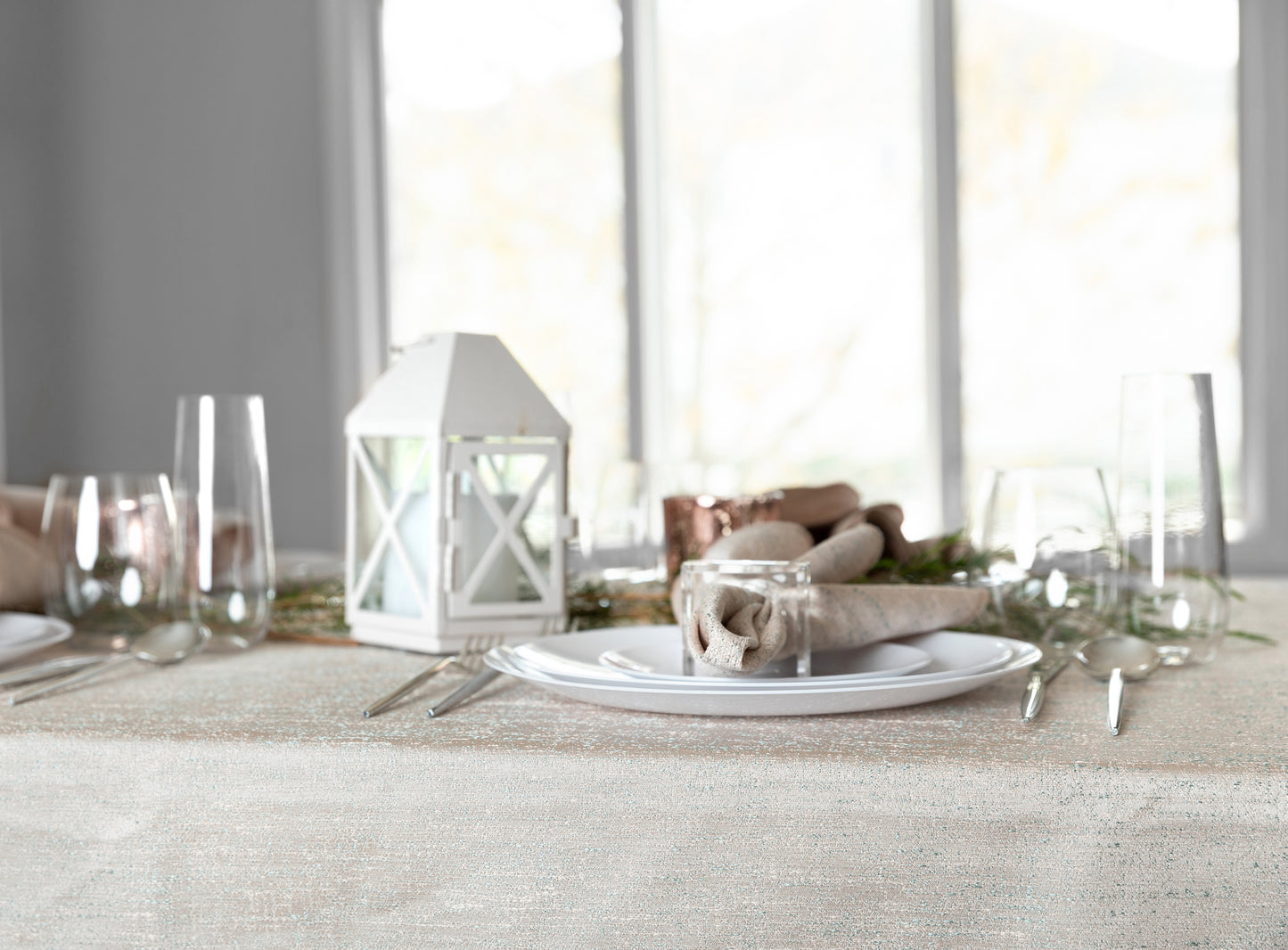 Spill Proof Cream Gold Tablecloth