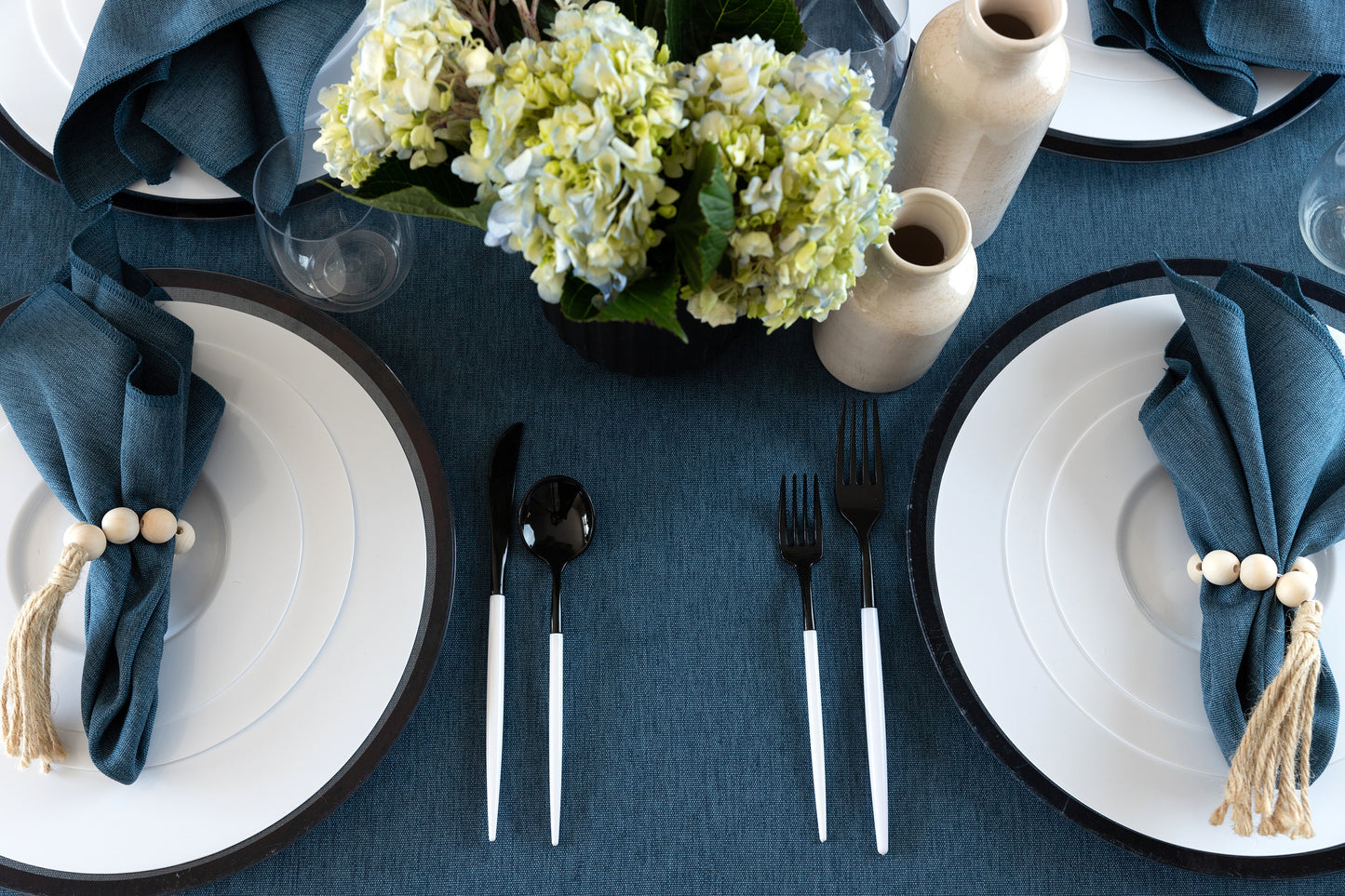Linen Teal Tablecloth