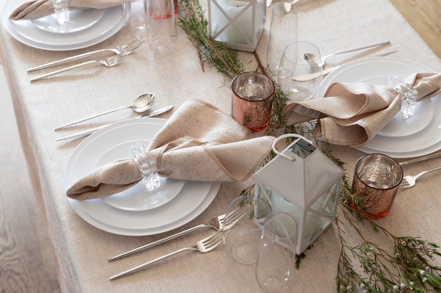 Spill Proof Cream Gold Tablecloth