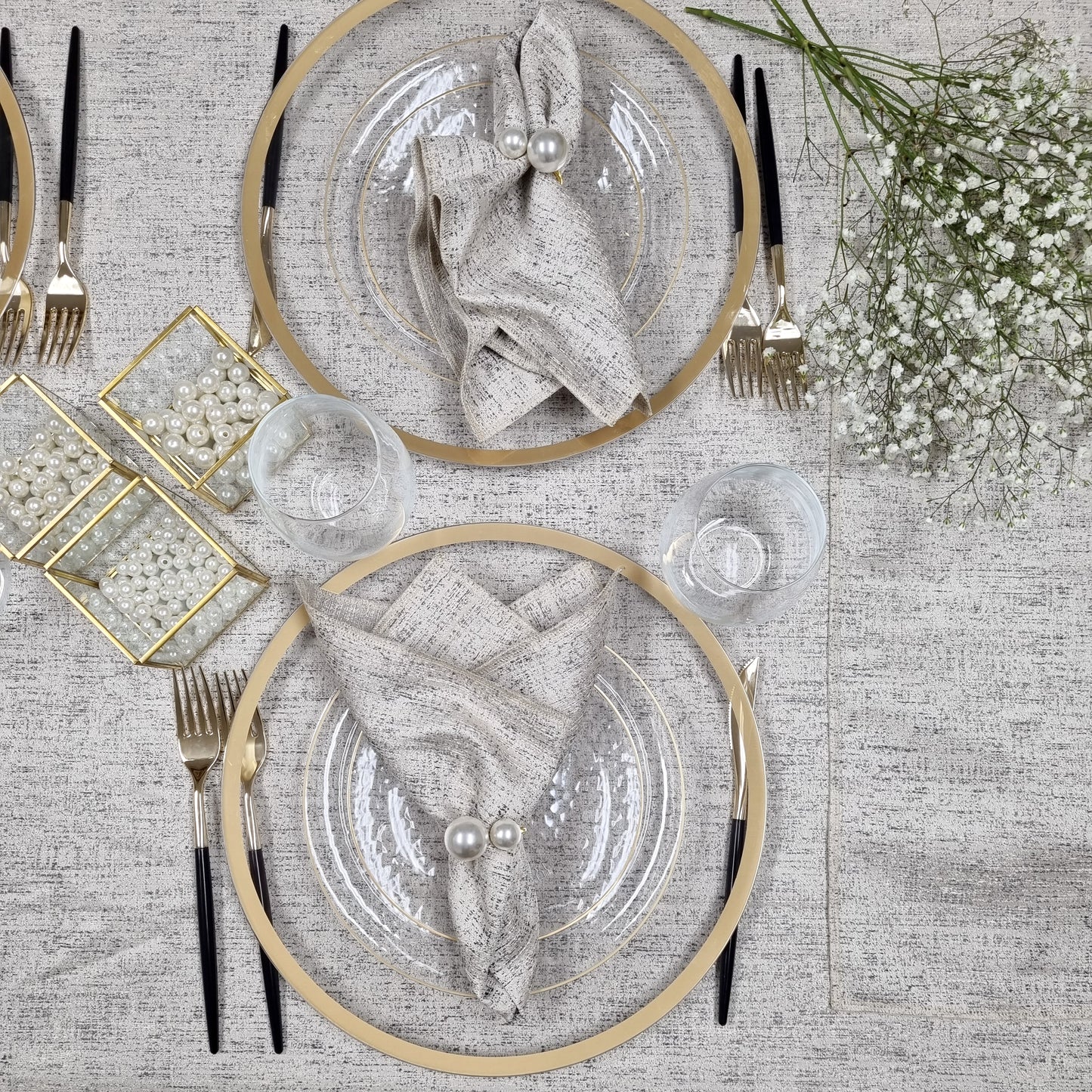 Cream Steel Napkins- Set of 6