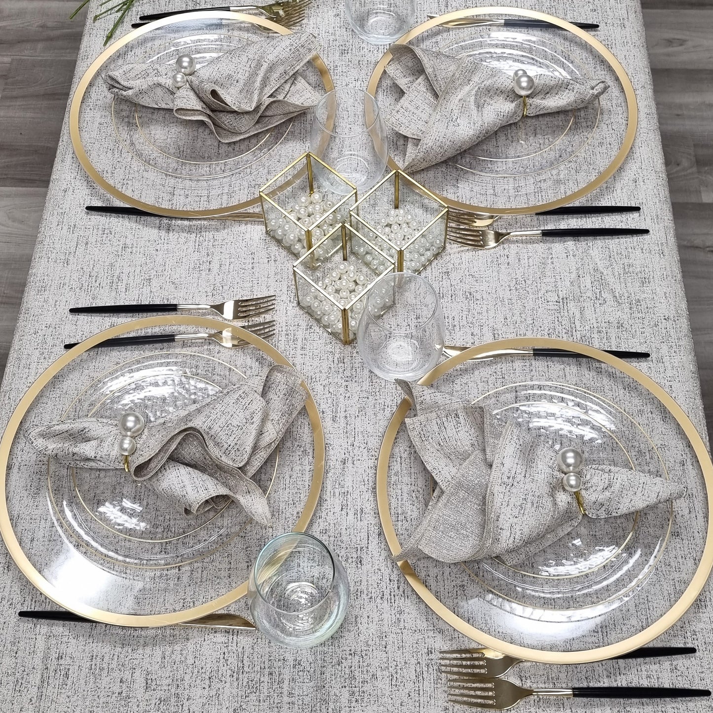 Cream Steel Napkins- Set of 6