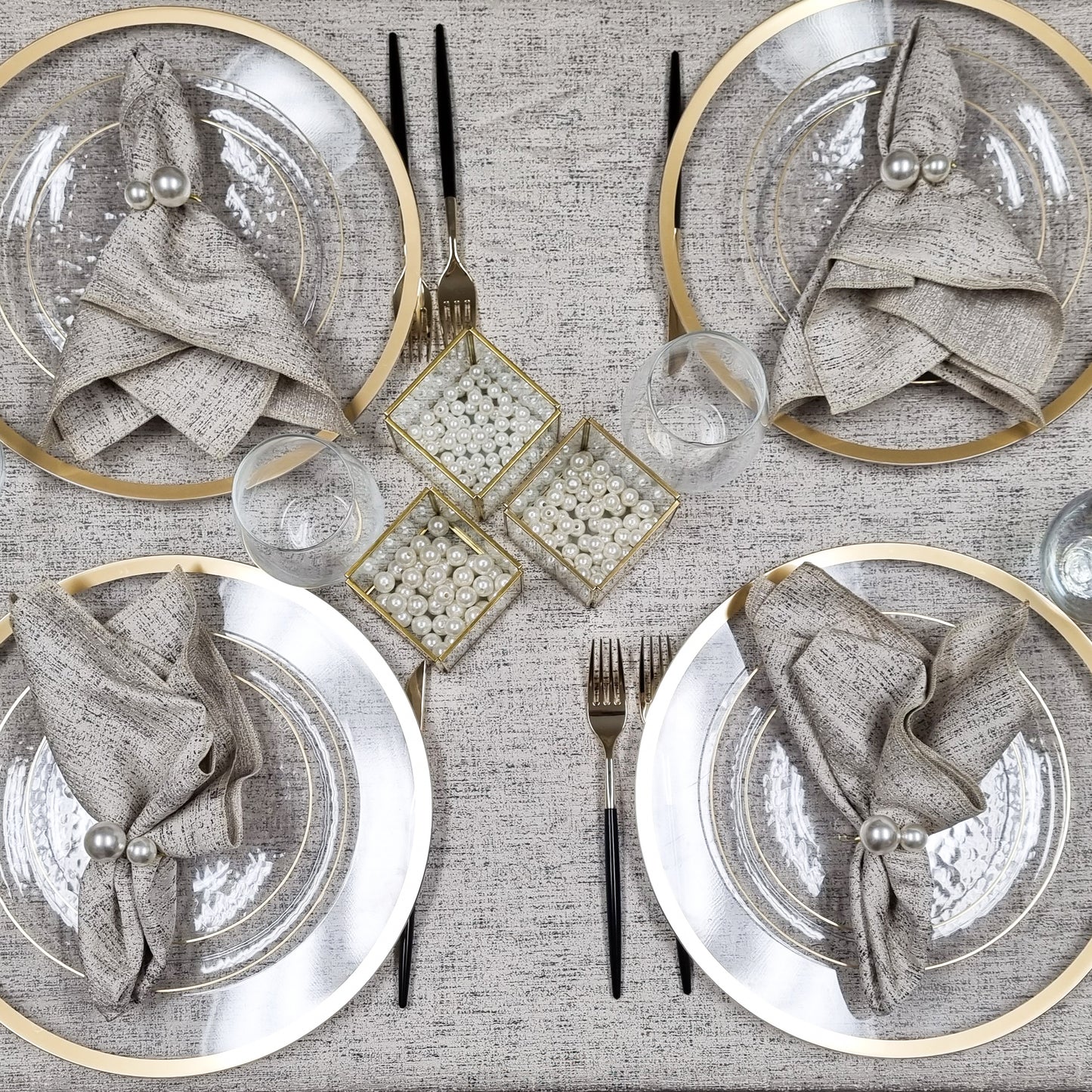 Cream Steel Napkins- Set of 6