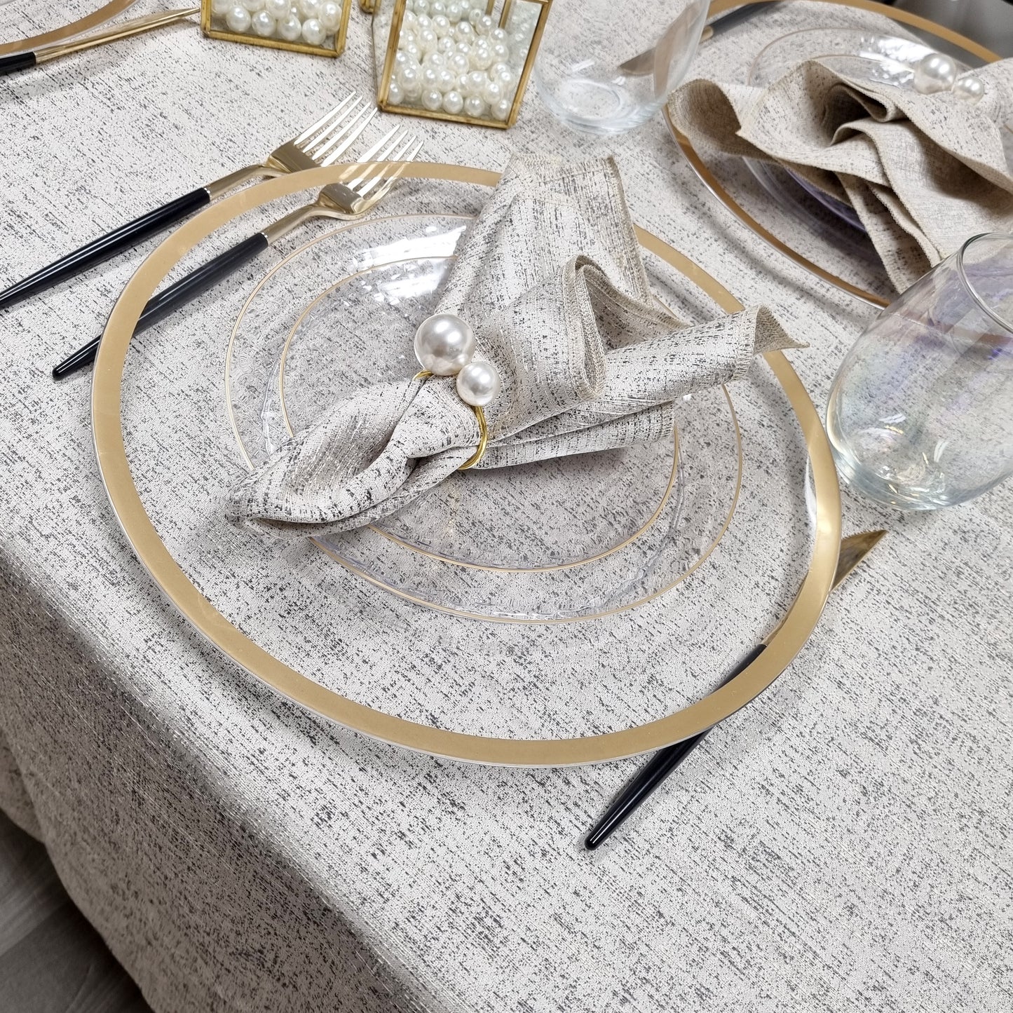 Cream Steel Napkins- Set of 6