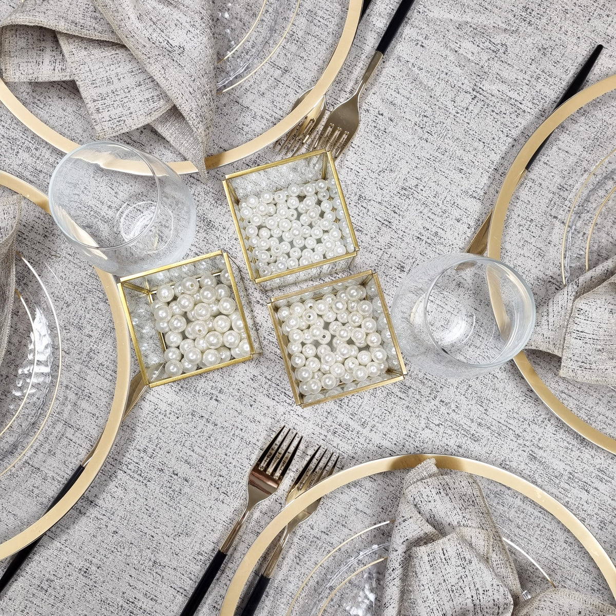 Spill Proof Cream Steel Tablecloth