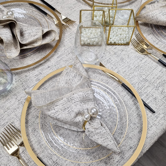 Spill Proof Cream Steel Tablecloth