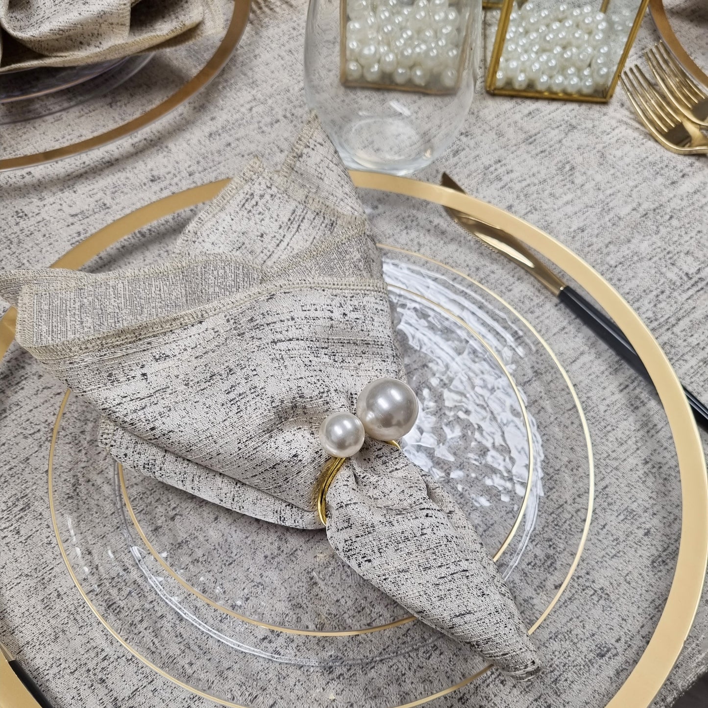 Cream Steel Napkins- Set of 6