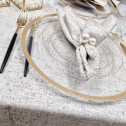 Cream Steel Napkins- Set of 6