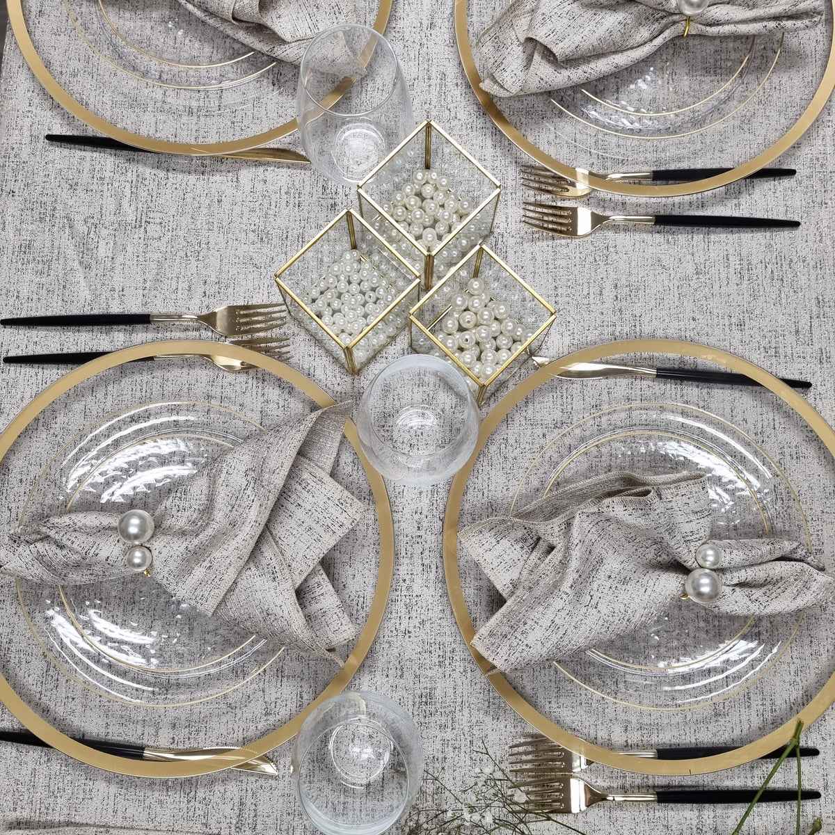 Spill Proof Cream Steel Tablecloth
