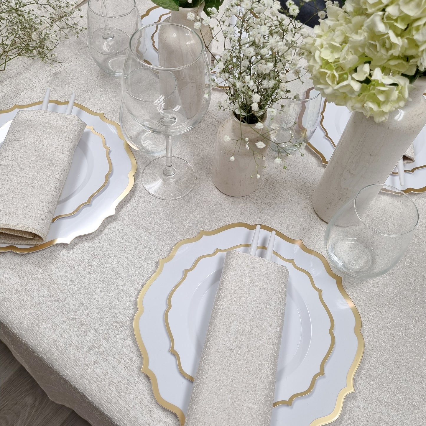 Spill Proof Cream Champagne Tablecloth