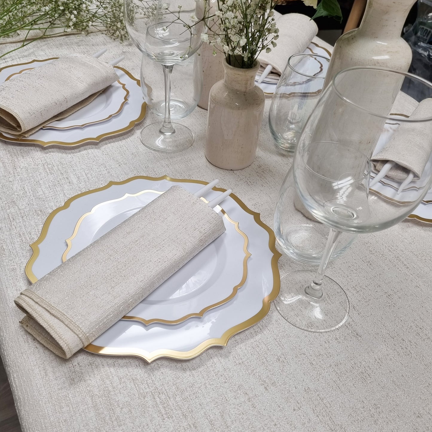 Spill Proof Cream Champagne Tablecloth