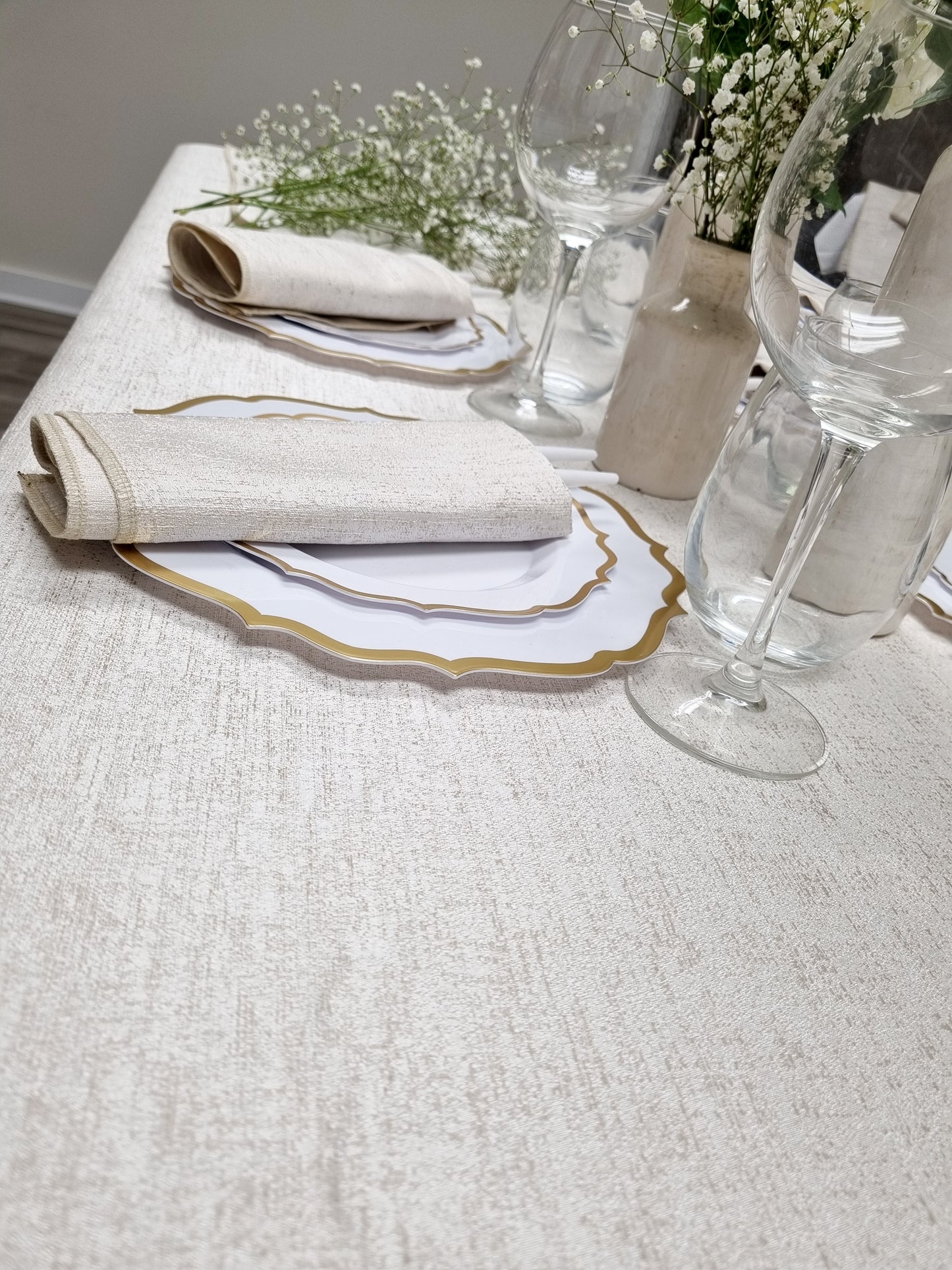 Spill Proof Cream Champagne Tablecloth