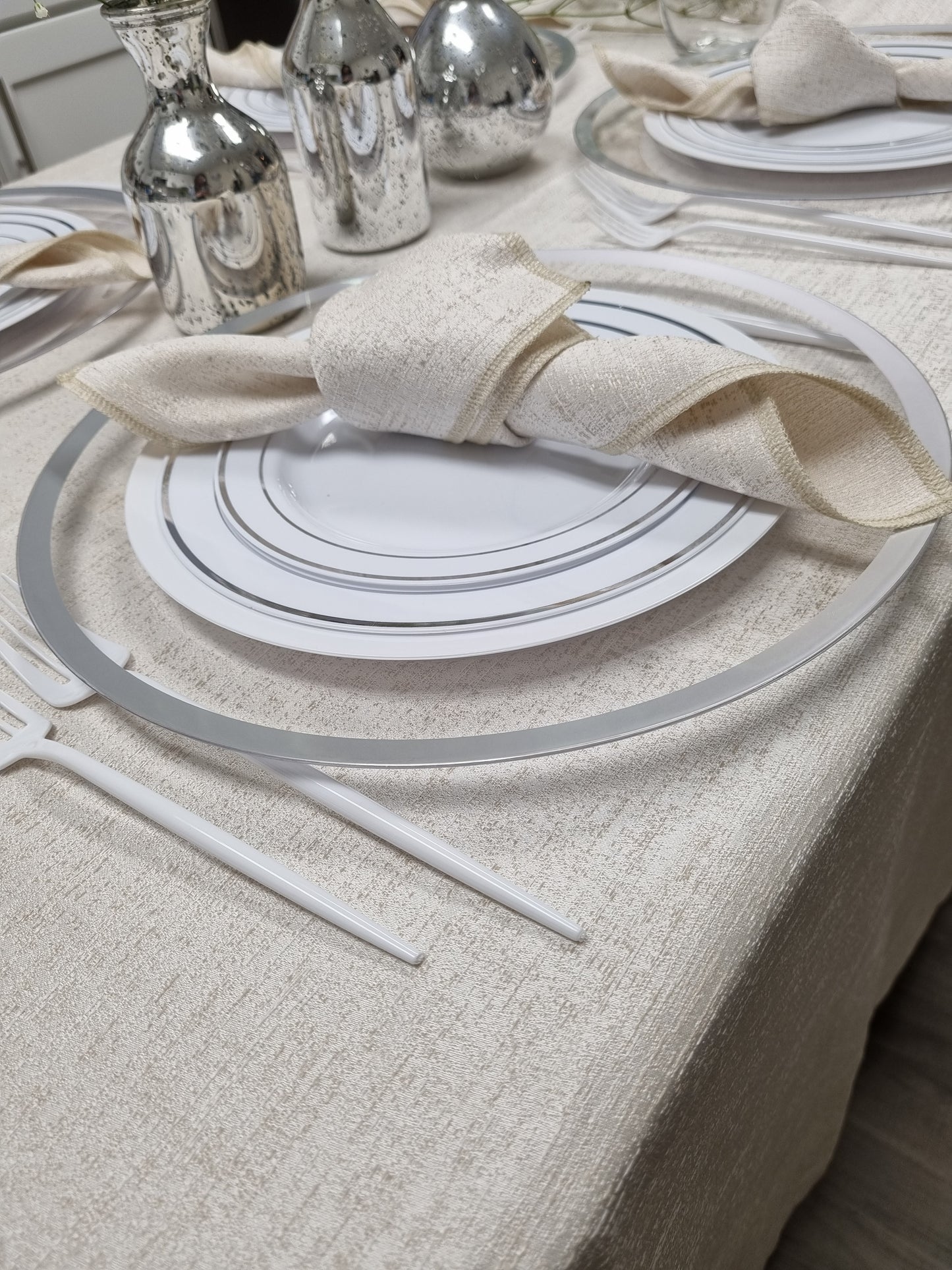 Spill Proof Cream Champagne Tablecloth