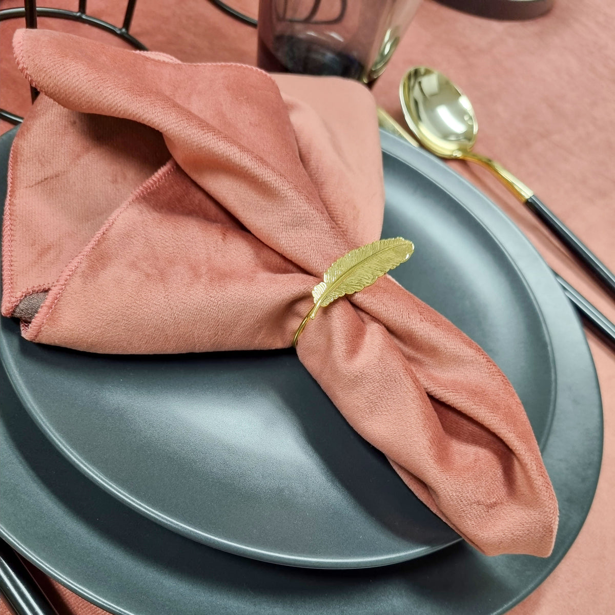 Gold Leaf Napkin Rings - Set Of 6