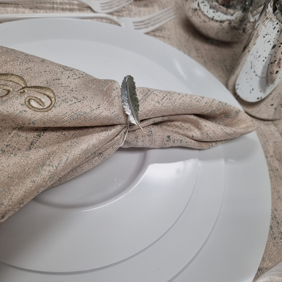 Silver Leaf Napkin Rings - Set Of 6