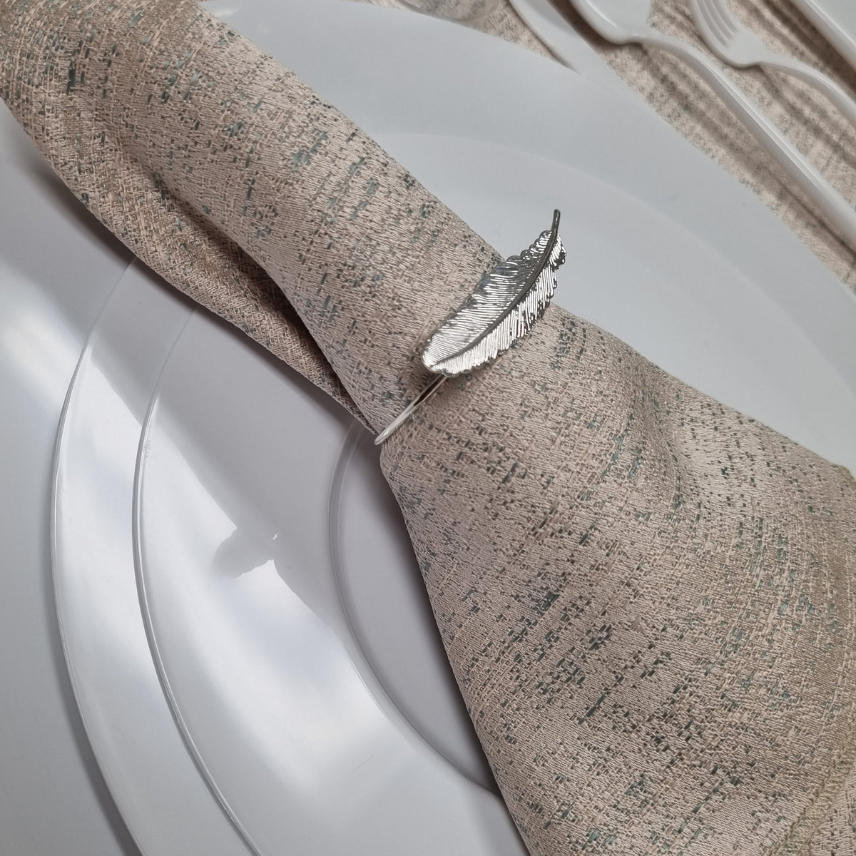 Silver Leaf Napkin Rings - Set Of 6