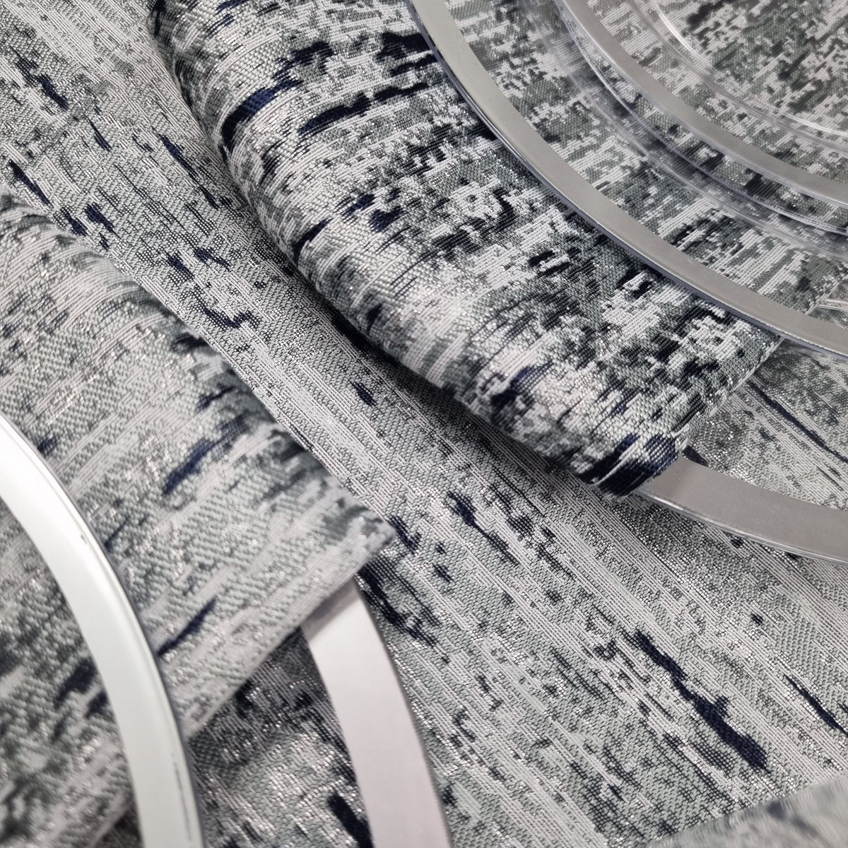 Double Sided Metallic Navy/Silver Tablecloth