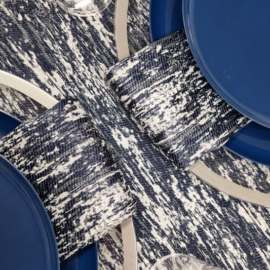 Double Sided Metallic Navy/Silver Napkins- Set of 6