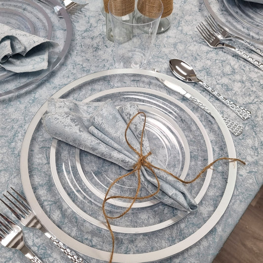 Light Blue Shimmer Metallic Tablecloth
