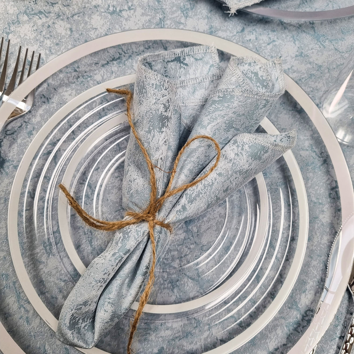 Light Blue Shimmer Metallic Tablecloth