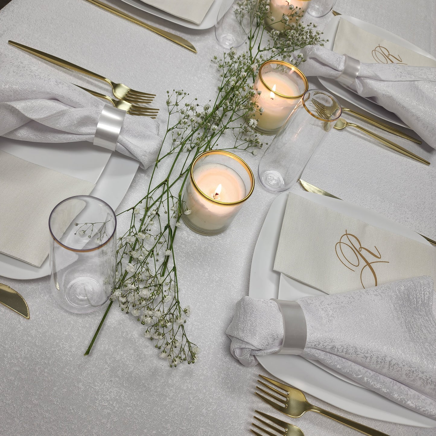 White Shimmer Napkins- Set of 6